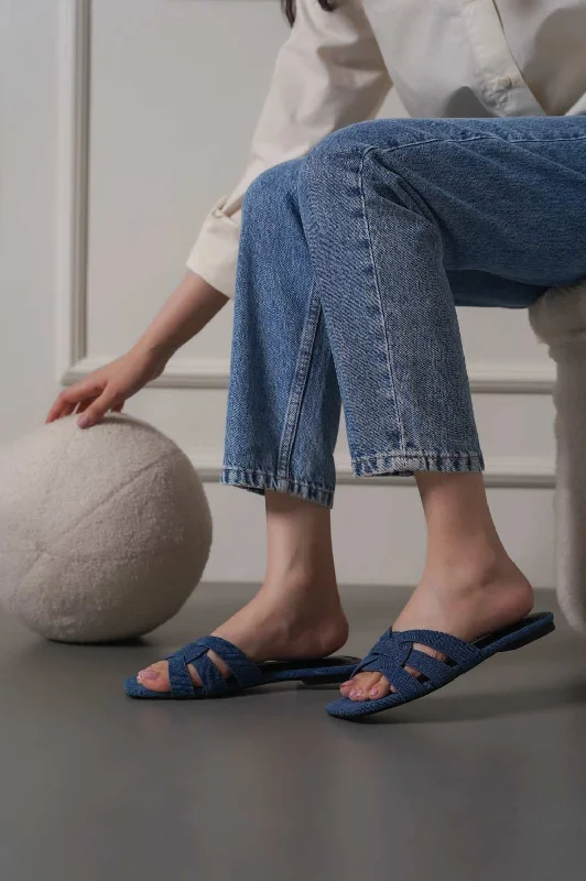 breathable mesh slippers-JODY DENIM SLIDES