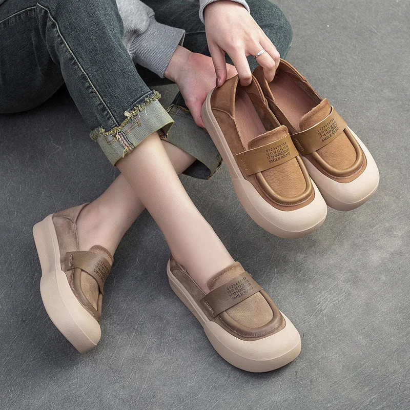 Casual shoes for everyday ease -Women Minimalist Leather Flat Casual Shoes