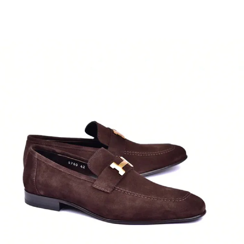 Loafers with clean charm-Corrente C02010 5760 H Men's Shoes Brown Suede Leather Loafers (CRT1456)