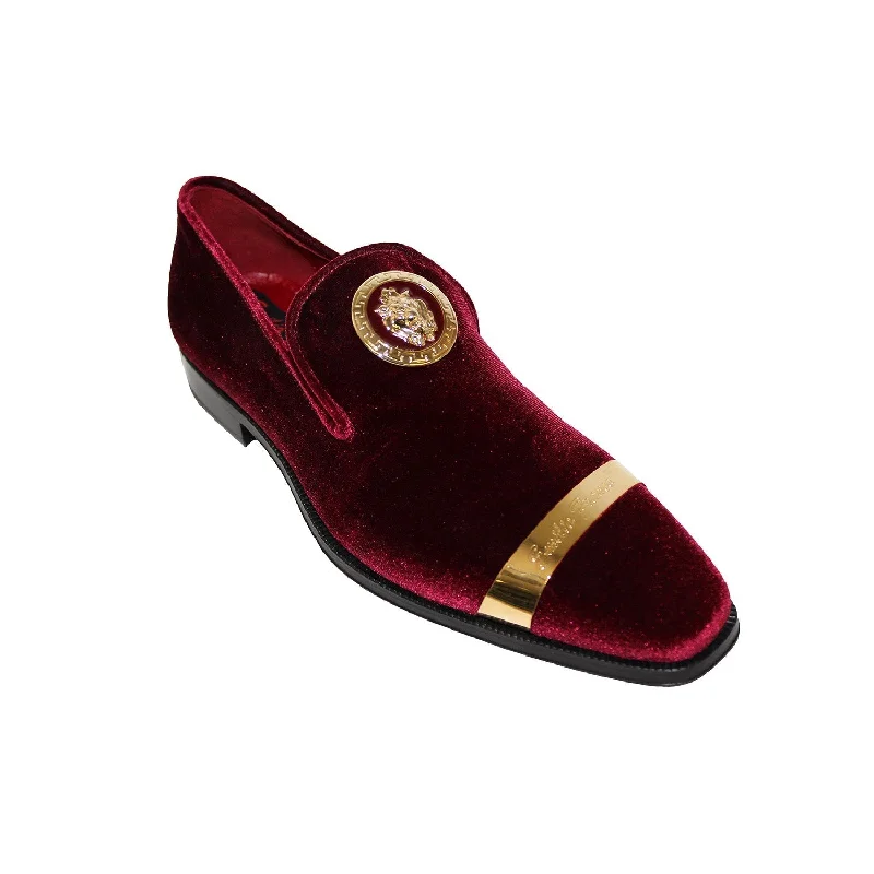 Loafers with smooth charm-Emilio Franco EF13P Men's Shoes Burgundy Velvet Formal Loafers (EFC1001)