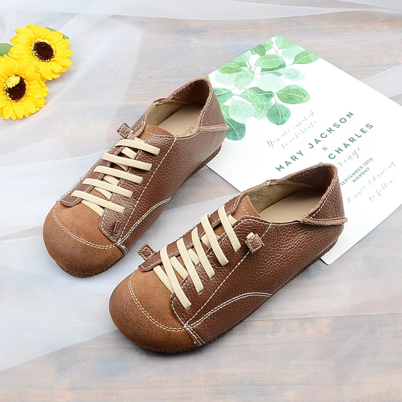 Casual shoes for festival season -Women Handmade Leather Soft Casual Shoes