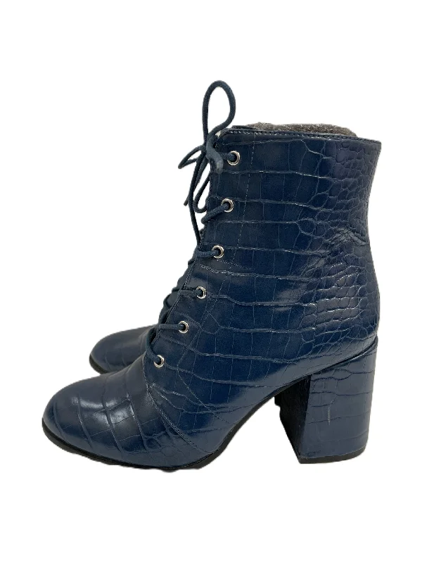 soft leather boots-Boots Ankle Heels By Forever 21 In Blue, Size: 7.5