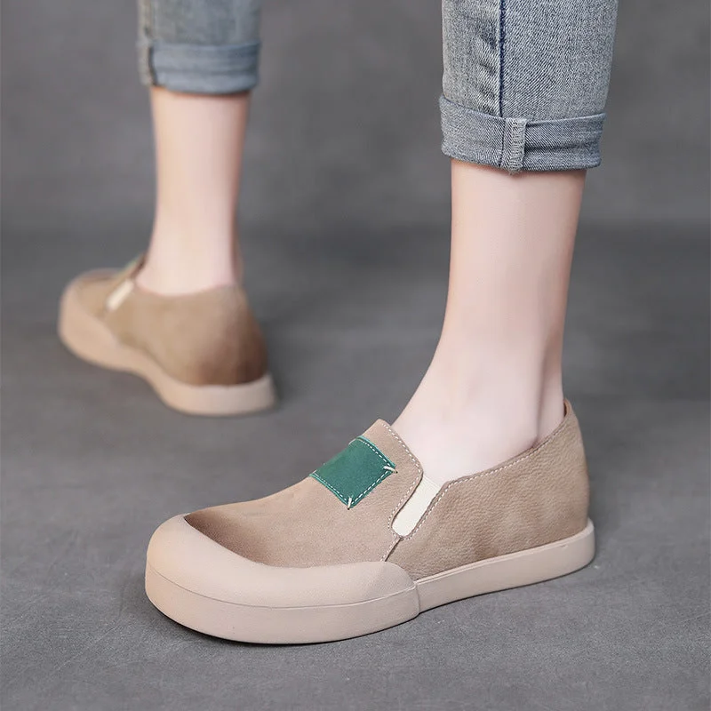 Casual shoes with flexible upper -Women Retro Minimalist Leather Casual Shoes