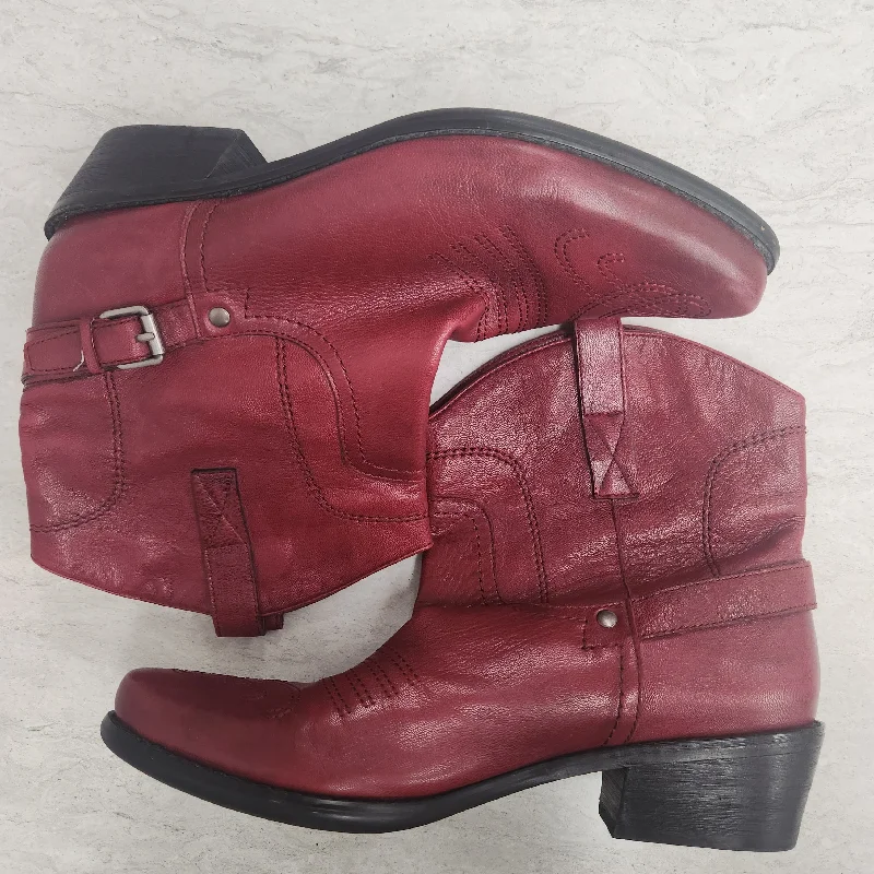 comfy fleece boots-Boots Ankle Heels By Franco Sarto In Red, Size: 7.5