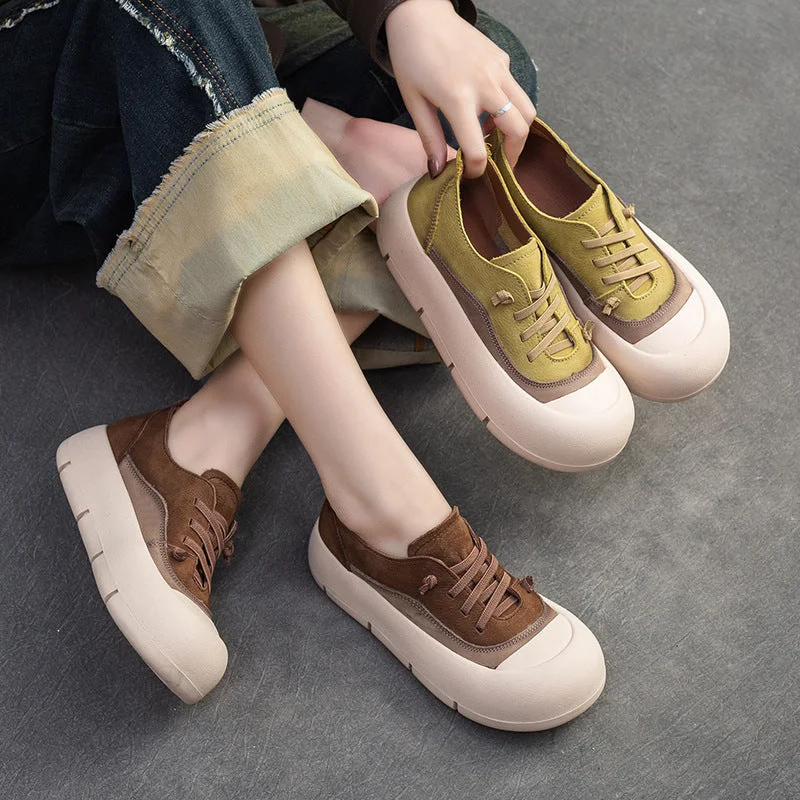 Casual shoes with durable upper -Women Fashion Leather Minimalist Flat Casual Shoes