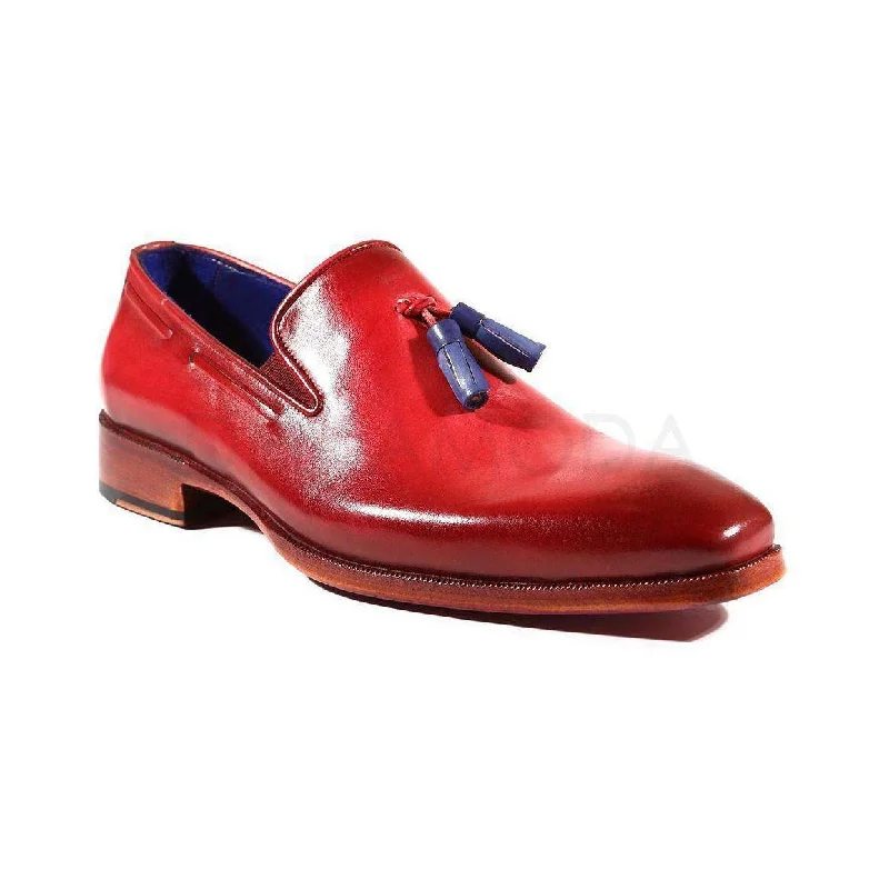 Loafers with unique prints-Paul Parkman Handmade Designer Shoes Men's Designer Shoes Bordeaux Tassel Loafers (PM2010)