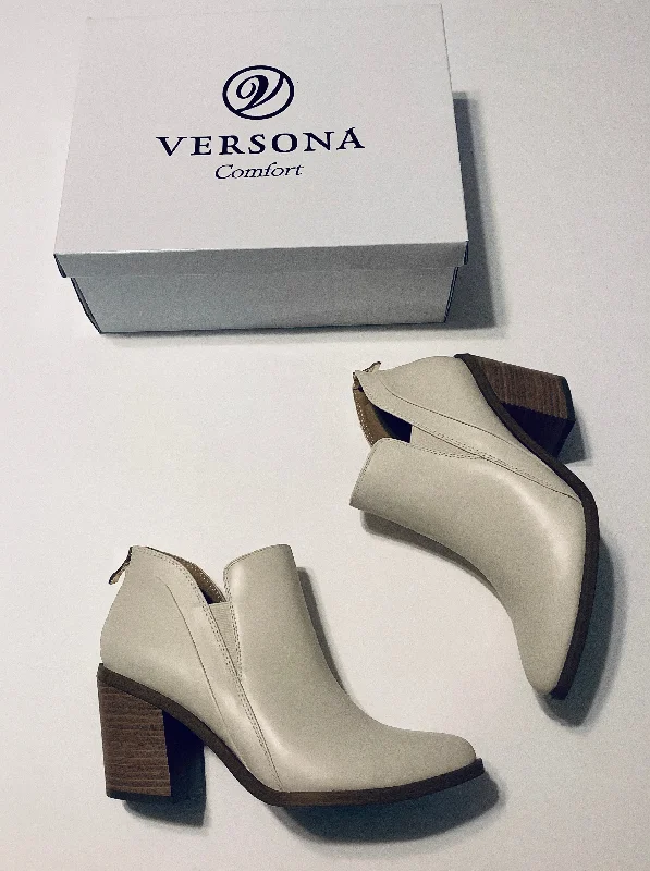 high-heel ankle boots-Boots Ankle Heels By Versona In Cream, Size: 7.5