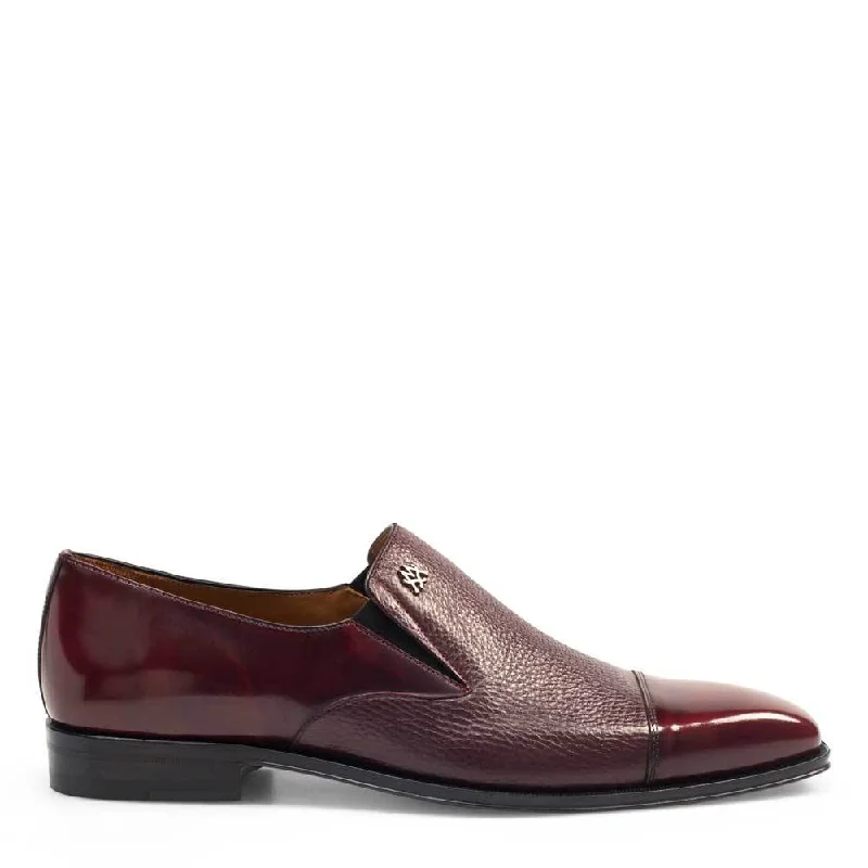 Loafers with quick soles-Mezlan Milani Men's Designer Shoes Burgundy Deer-Skin / Calf-Skin Leather Dress Slip-On Loafers 18984 (MZ3198)