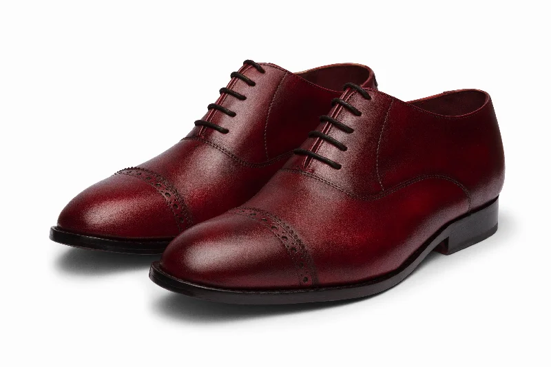 How to style Oxfords with glasses-Quarter Brogue Oxford - Dark Oxblood