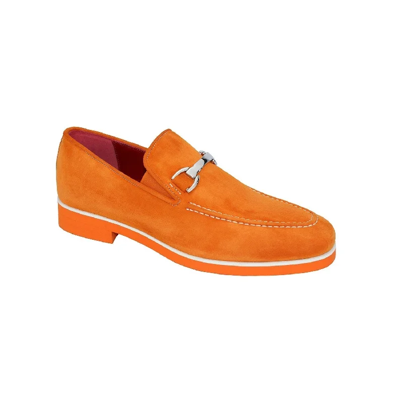 Loafers for long charm-Emilio Franco Nino II Men's Shoes Orange Suede Leather Loafers (EF1089)