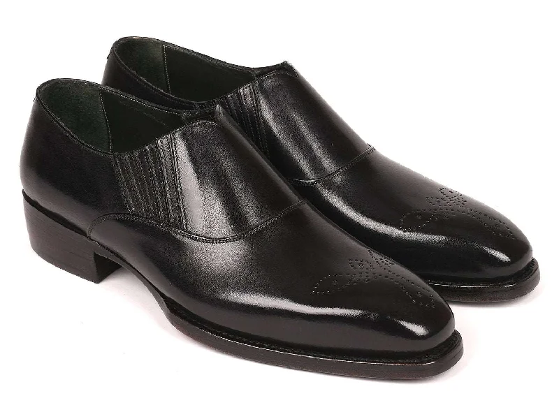 Loafers for spring charm-Paul Parkman Black Elasticated Loafers