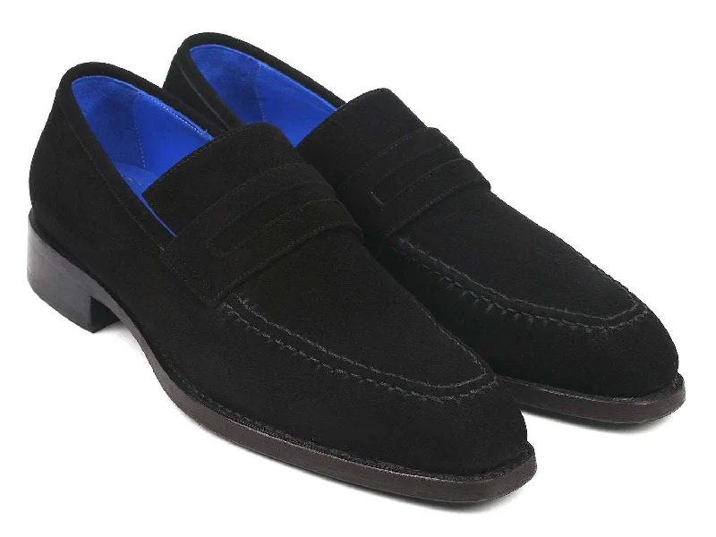 Loafers with bold soles-Paul Parkman Black Suede Loafers