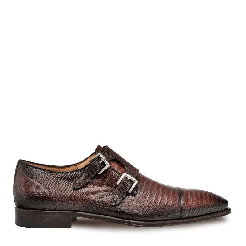 Loafers for work hues-Mezlan Argentum Men's Designer Shoes Cognac Exotic Lizard-Skin Cap-Toe Monk-Straps Loafers 4591-L (MZ3195)