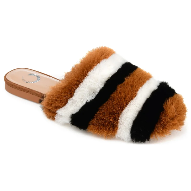 festive polar bear slippers-Journee Collection Women's Faux Fur Evelin Mule