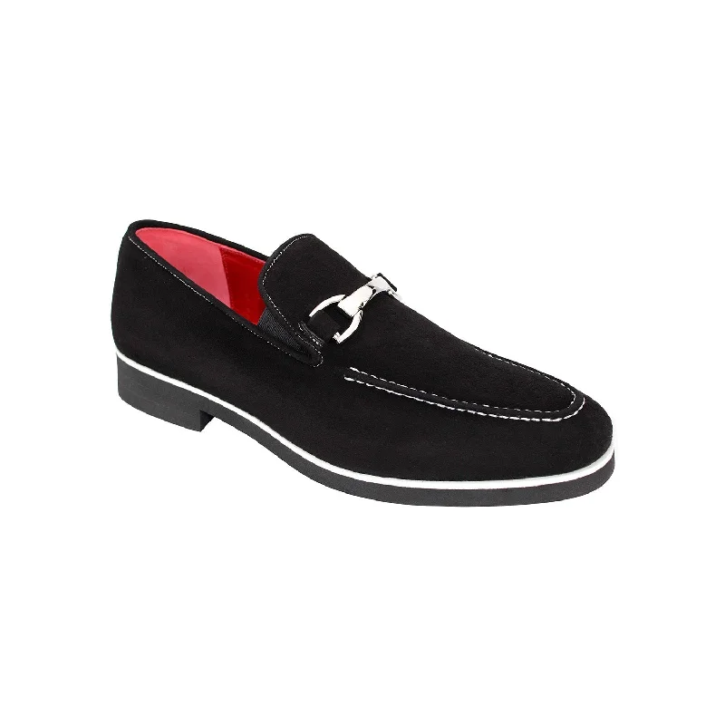 Loafers with durable vibes-Emilio Franco Nino II Men's Shoes Black Suede Leather Loafers (EF1086)