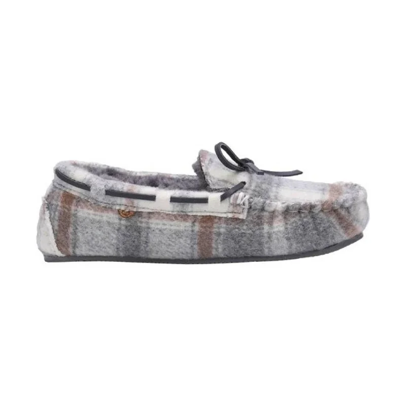 vintage patterned slippers-Lamo Women's Britain Moc II - Grey Plaid