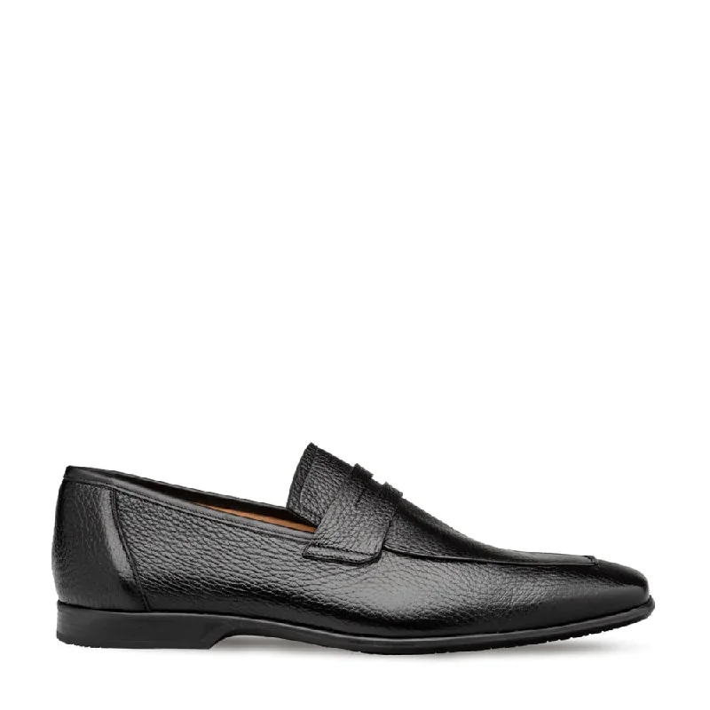 Loafers with steady traction-Mezlan E20693 Men's Shoes Black Deer-Skin Leather Penny Loafers (MZ3604)