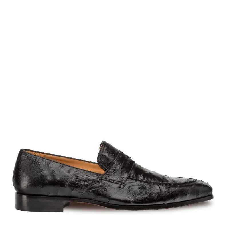 Loafers with strong vibes-Mezlan Lisbon Men's Designer Shoes Black Ostrich Loafers 4561-S (MZ3128)