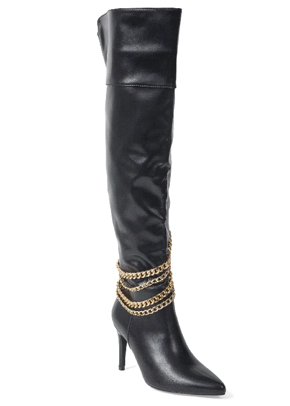 kids’ playful boots-Chain High Heel Boots - Black