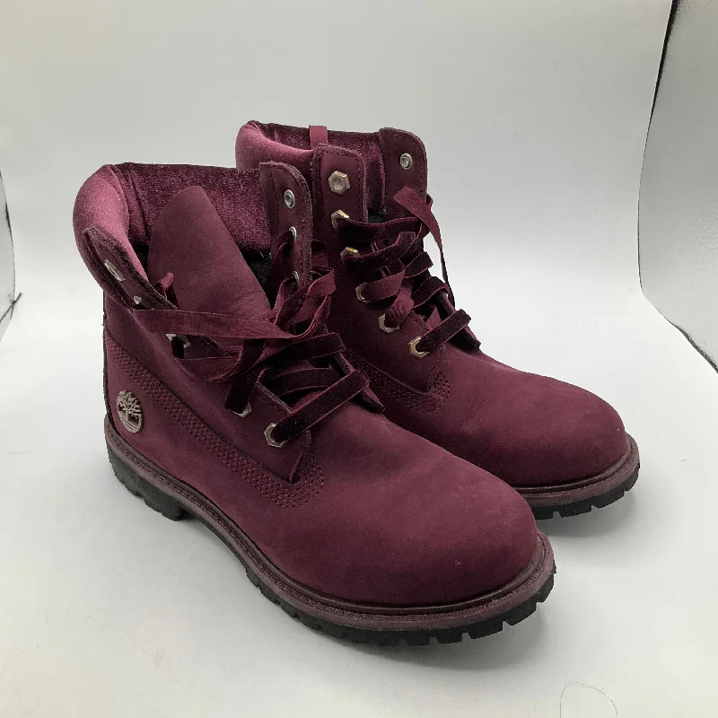 warm insulated boots-Boots Hiking By Timberland In Purple, Size: 7