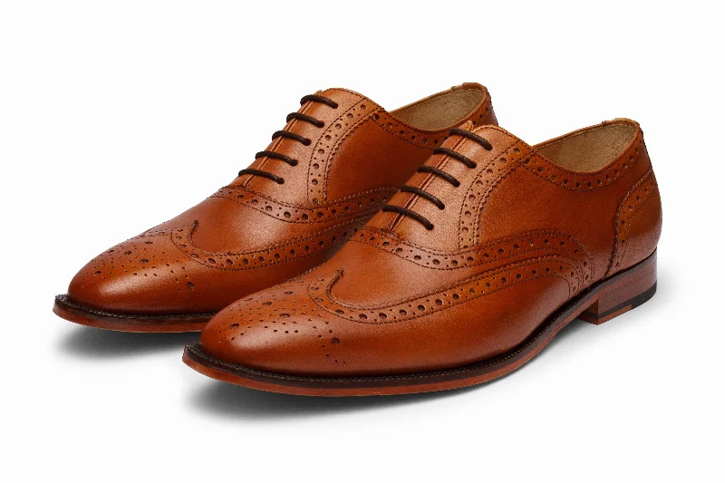 Oxfords for rainy seasons-Full Brogue Wingtip Oxford - Tan