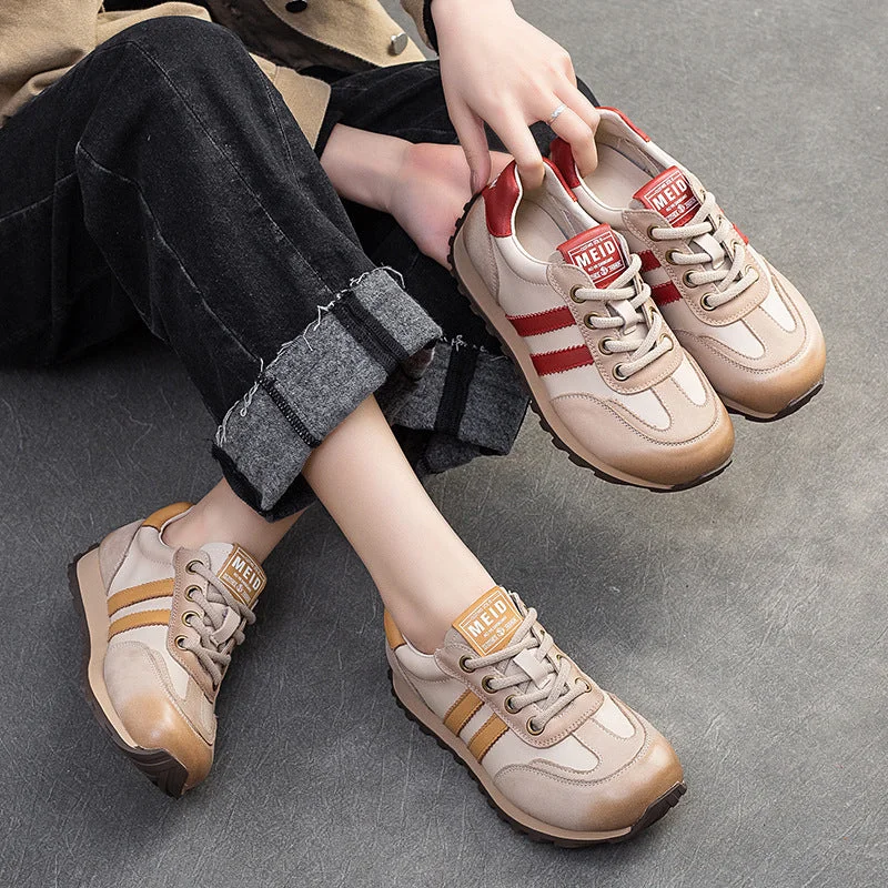 Casual shoes for casual charm -Women Stylish Leather Comfort Flat Casual Shoes