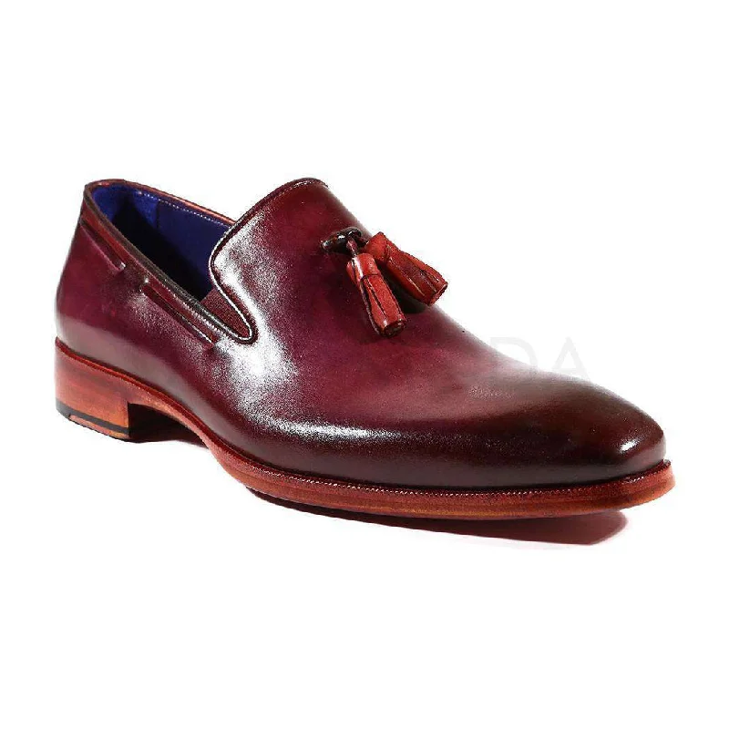 Loafers for outdoor parties-Paul Parkman Handmade Designer Shoes Men's Designer Shoes Purple Tassel Loafers (PM2018)