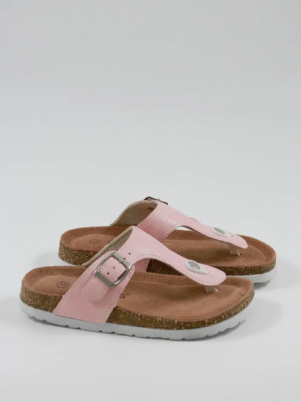 Lightweight sandals for hiking-Kids Girl Metallic Cork Sandals,Pink