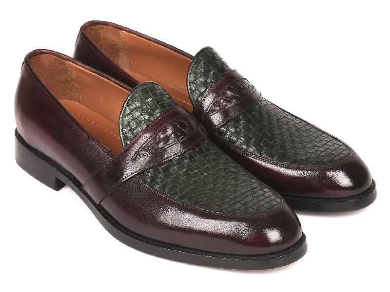 Loafers for quick soles-Paul Parkman Brown & Green Woven Loafers