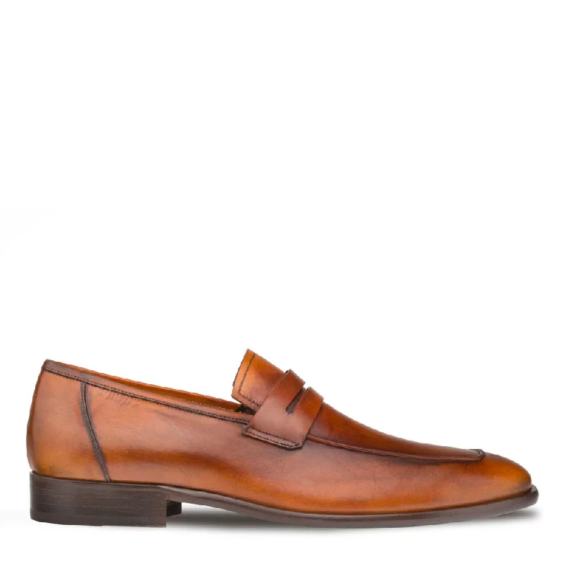 Loafers with simple charm-Mezlan E20243 Men's Shoes Cognac Calf-Skin Leather Penny Loafers (MZ3401)