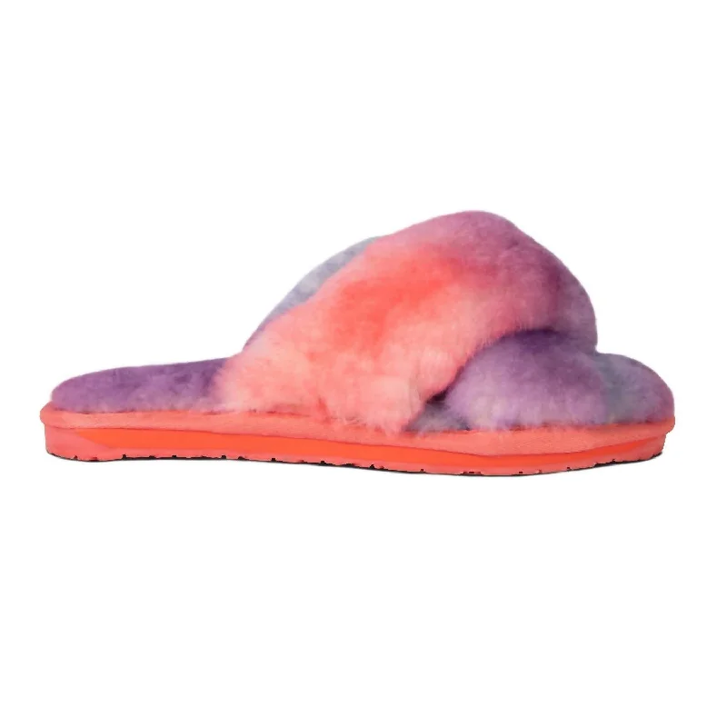 men’s lightweight slippers-Ladies Duo-Tone Emma Sheepskin Slipper In Tie/dye