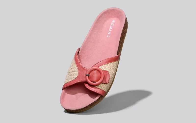 comfy cushioned slippers-Boheme Chic Slides : Peach