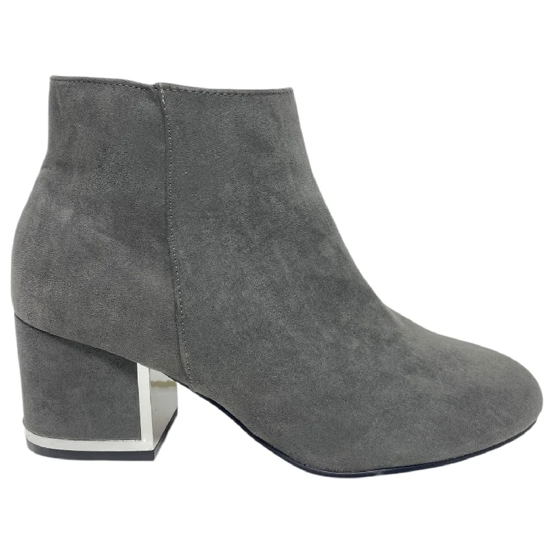 plush mid-calf boots-Boots Ankle Heels By Avery & Sage In Grey, Size: 8