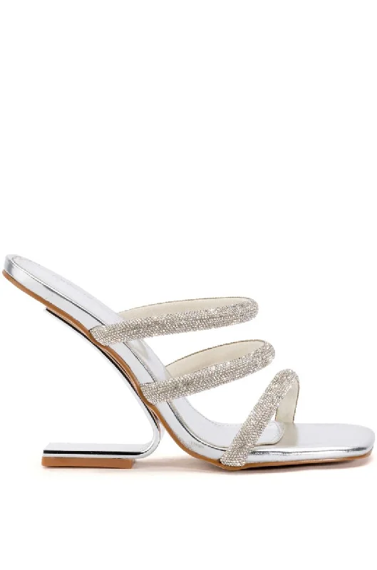 high heels with modern soles-DIONNE-SILVER HEELED SANDAL