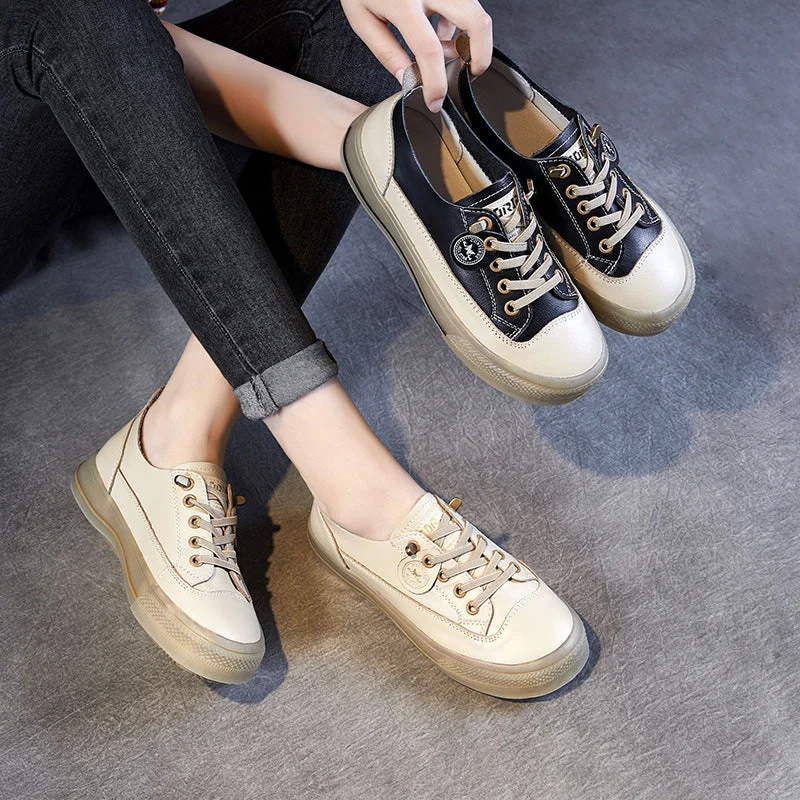 Casual shoes for casual elegance -Women Fashion Minimalist Leather Flat Casual Shoes