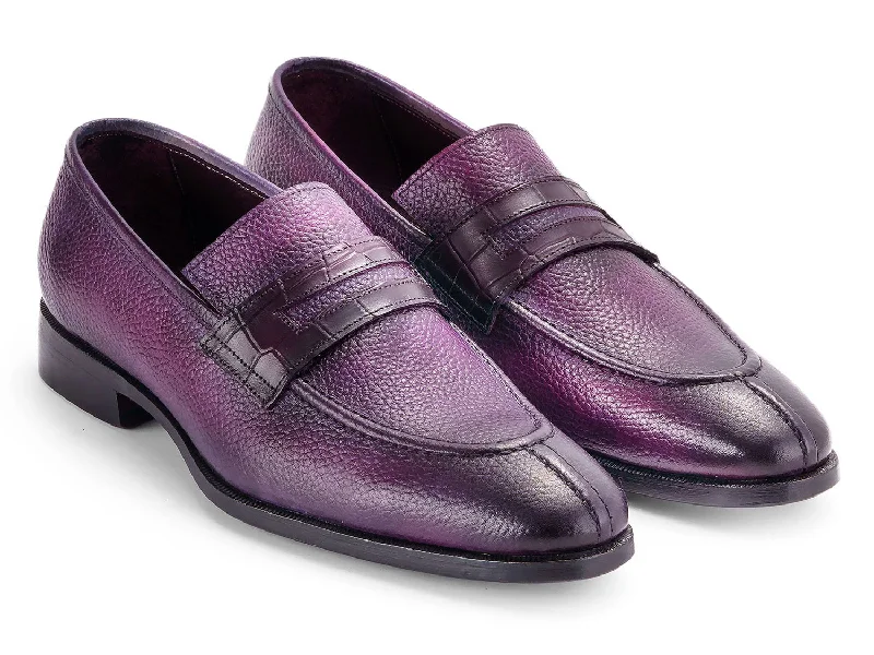 Loafers for summer outings-Paul Parkman Men's Purple Split Toe Loafers