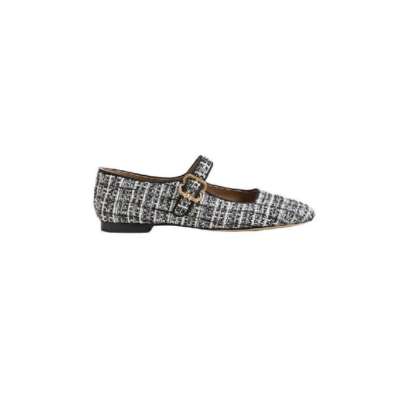 Mary Jane shoes with bold textures-Michaela Mary Jane Flat Black Multi