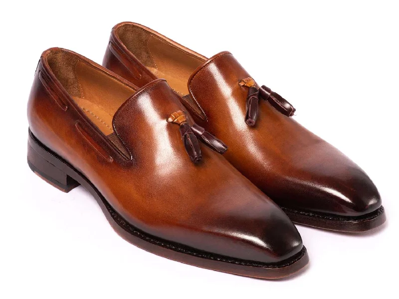 Loafers for evening charm-Paul Parkman Brown Tassel Loafers - Hand-Painted