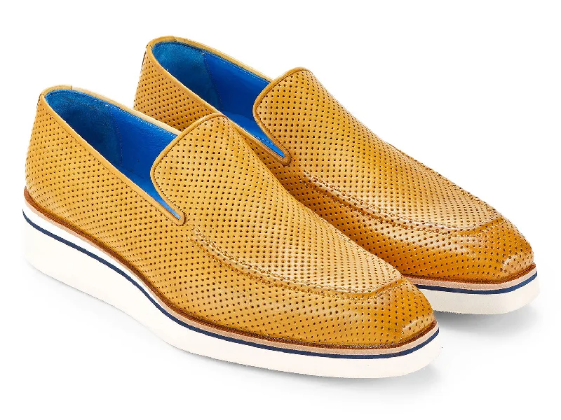 Loafers for evening hues-Paul Parkman Beige Leather Perforated Loafers