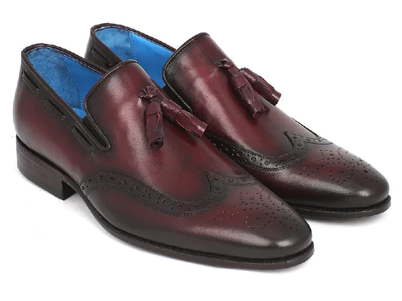 Loafers with elegant hues-Paul Parkman Bordeaux Wingtip Tassel Loafers