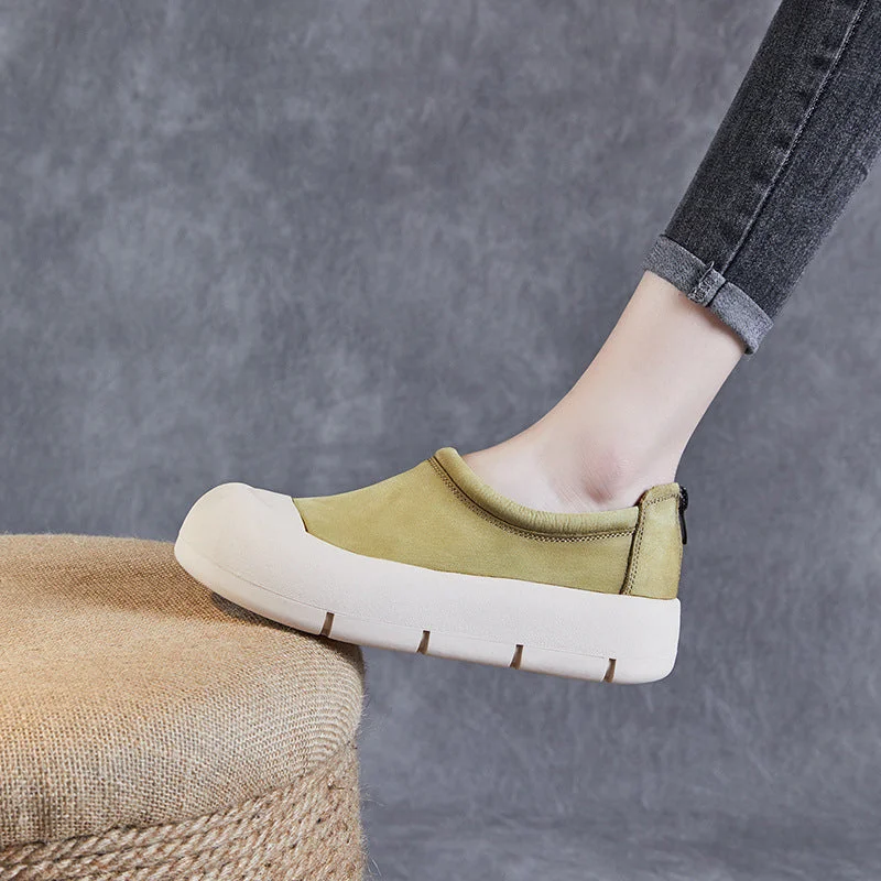 Casual shoes for daily fashion -Women Minimalist Leather Thick Soled Casual Shoes