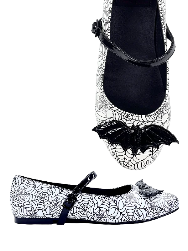 Mary Jane shoes with elegant details-MARY JANE BAT SPIDERWEB - WHITE/BLACK