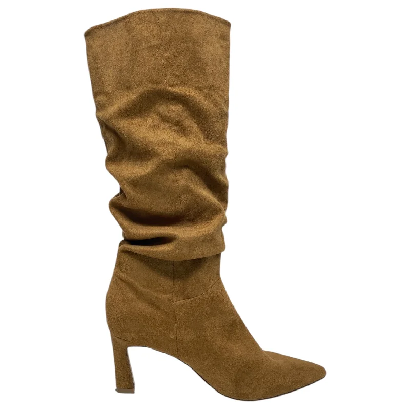 non-slip work boots-Boots Mid-calf Heels By Shoedazzle In Brown, Size: 9.5