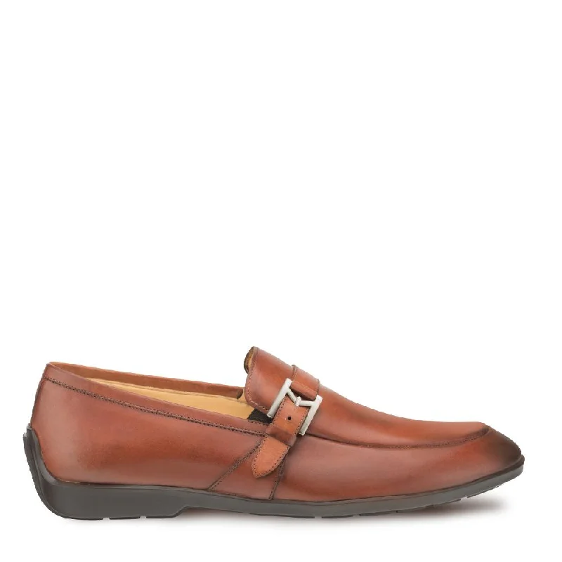 Loafers for city charm-Mezlan 9805 Granby Men's Shoes Cognac Calf-Skin Leather Monk-Strap Loafers (MZ3283)