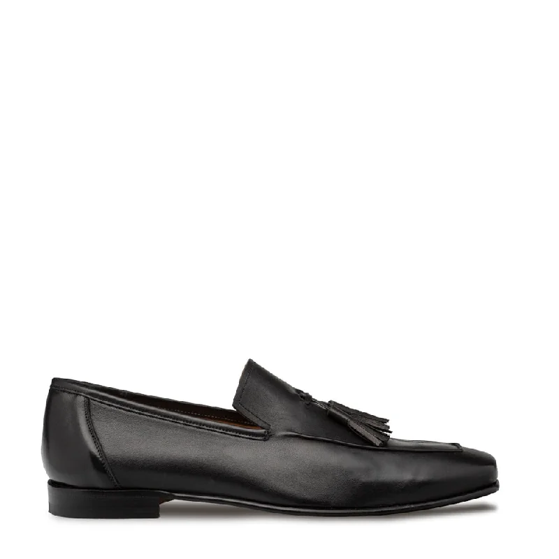 Loafers for casual elegance-Mezlan Javea 21146 Men's Shoes Black Smooth Calf-Skin Leather Tassels Loafers (MZ3695)