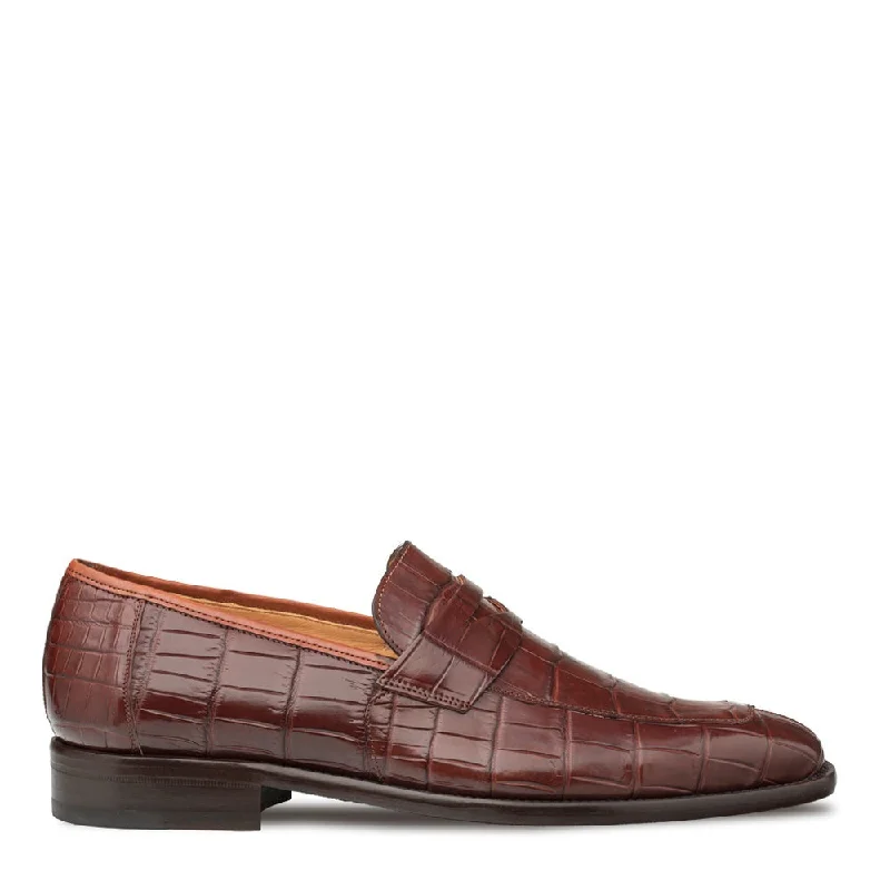 Loafers for summer days-Mezlan Piccolo 4954-J Men's Shoes Sport Exotic Alligator SplitToe Penny Loafers (MZ3666)