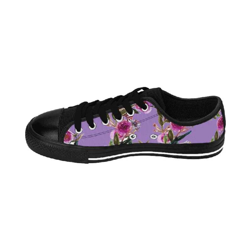 Casual shoes with slip-resistant sole -Purple Flower Rose Women's Sneakers, Floral Rose Print Best Tennis Casual Shoes For Women (US Size: 6-12)