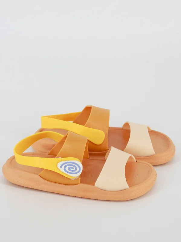 How to wear sandals with skirts-Kids Girl Velcro Slide Sandals,Multi