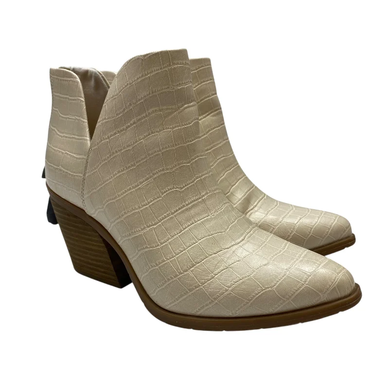 warm wool boots-Boots Ankle Heels By Michael Shannon In Cream, Size: 8