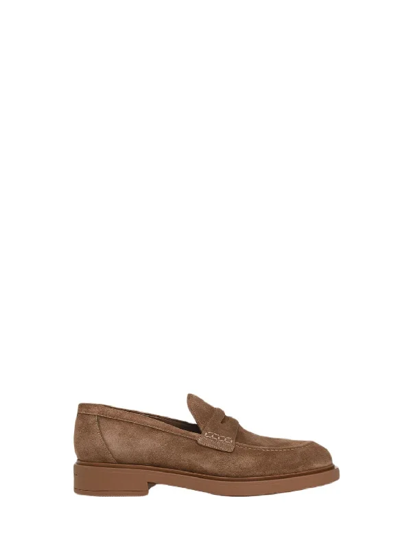 Casual shoes for daily fashion -GIANVITO ROSSI Brown Suede Moccasins for Men | SS23 Collection